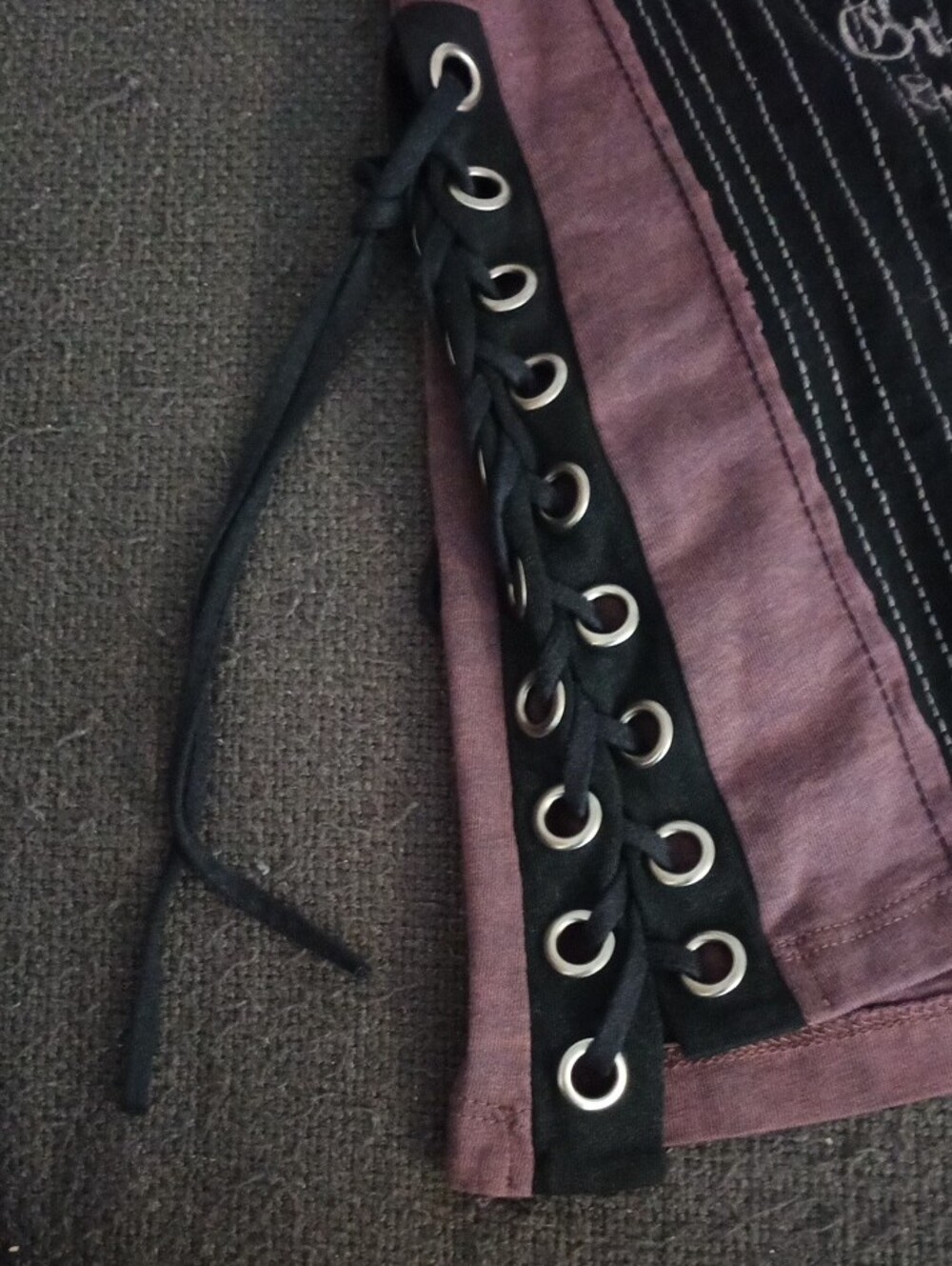 Salvage Two-Tone Lace-Up Top - Plum & Black - Picture 6 of 6